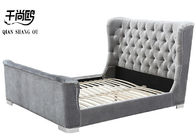 Hot sell Upholstered Platform pu leather Bed with Tufted Headboard Wooden Slats